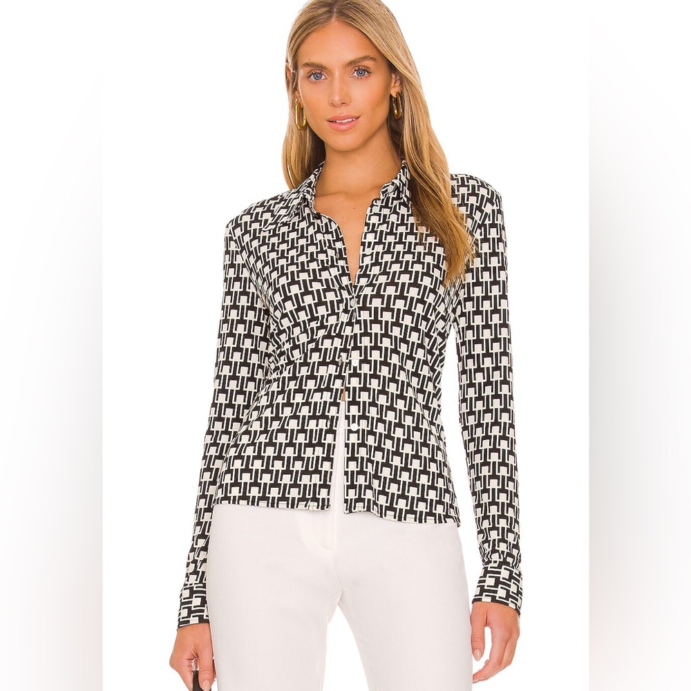 Nili Lotan Black and White Button Down Shirt